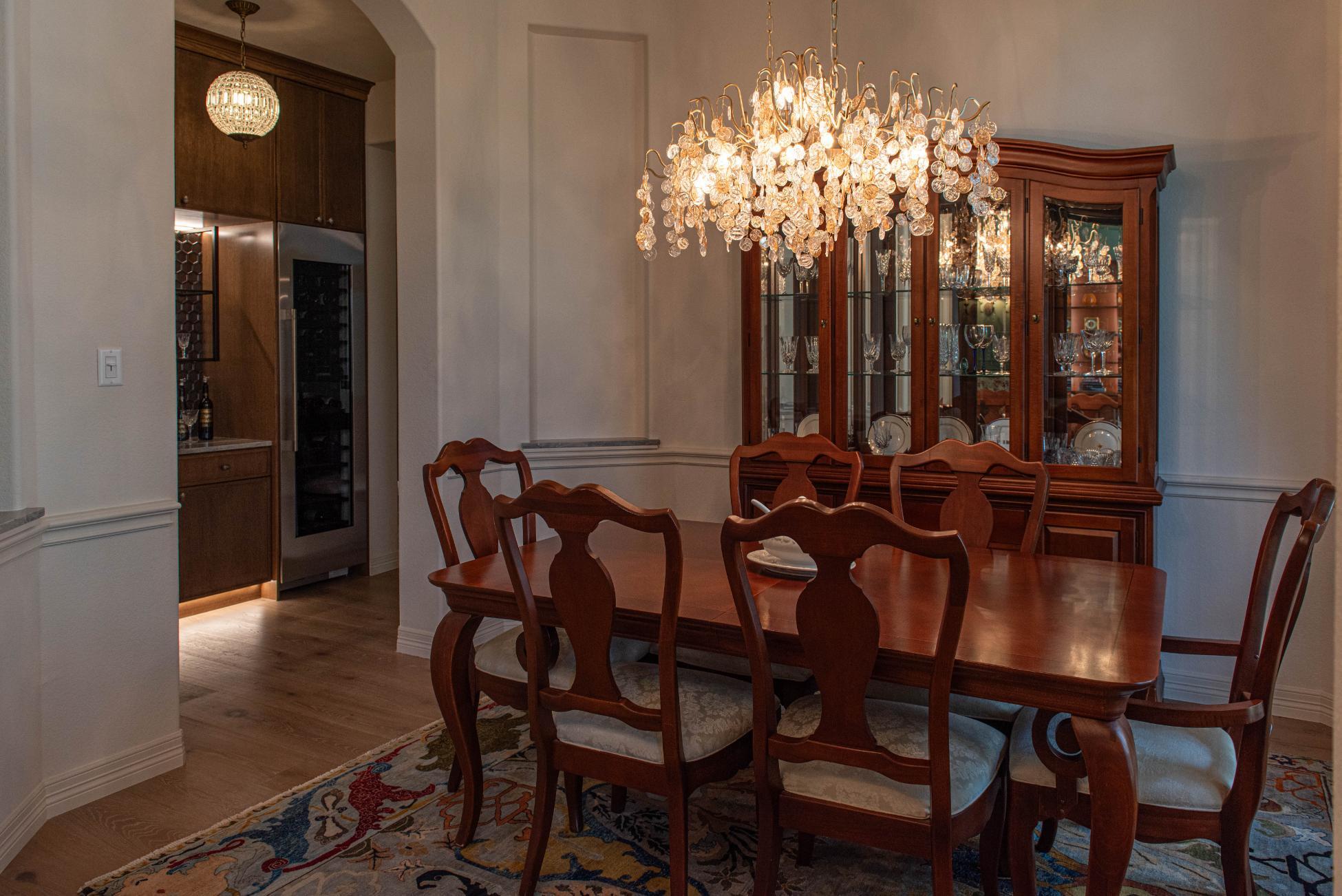 Dining table to wine bar in Buda Whole Home Remodel