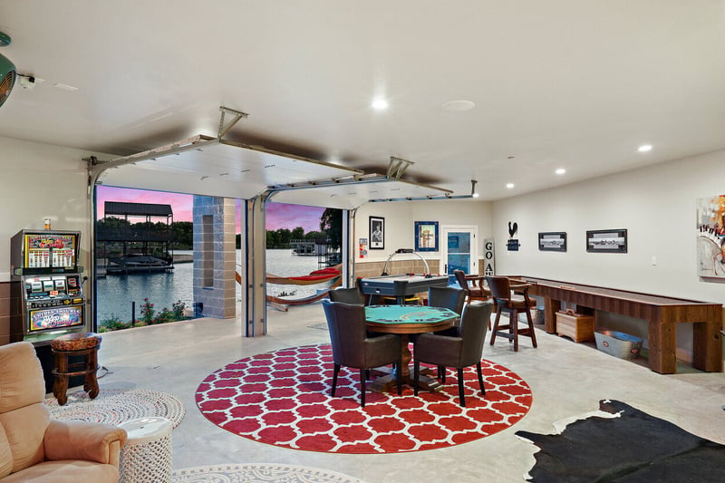 Entertainment space in a custom home on Lake LBJ by J. Angelo Design Build in Austin