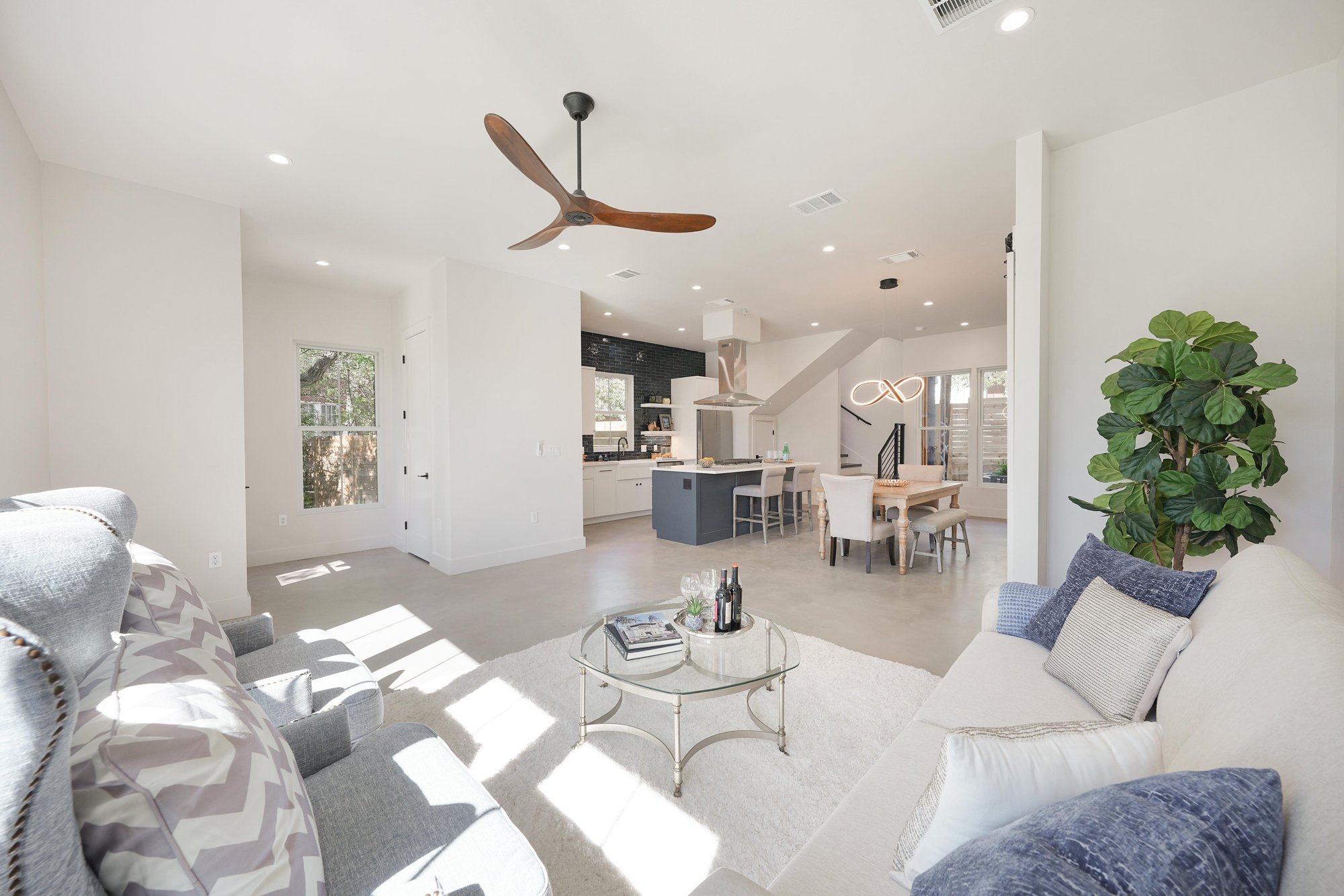 Custom living room off of kitchen by J. Angelo Design Build